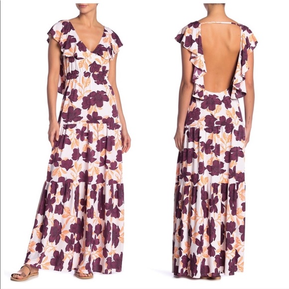 Maaji NWT Floral Backless Tiered Maxi Dress Size Small - Picture 3 of 13
